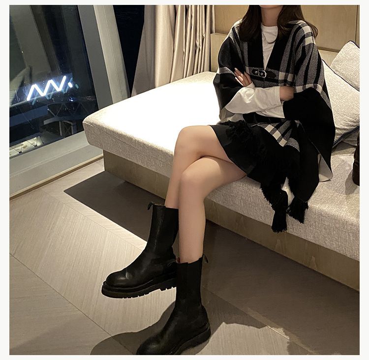 Women's Fall/Winter Scarf Versatile Plaid Shawl Thickened For Warmth_voghion.com