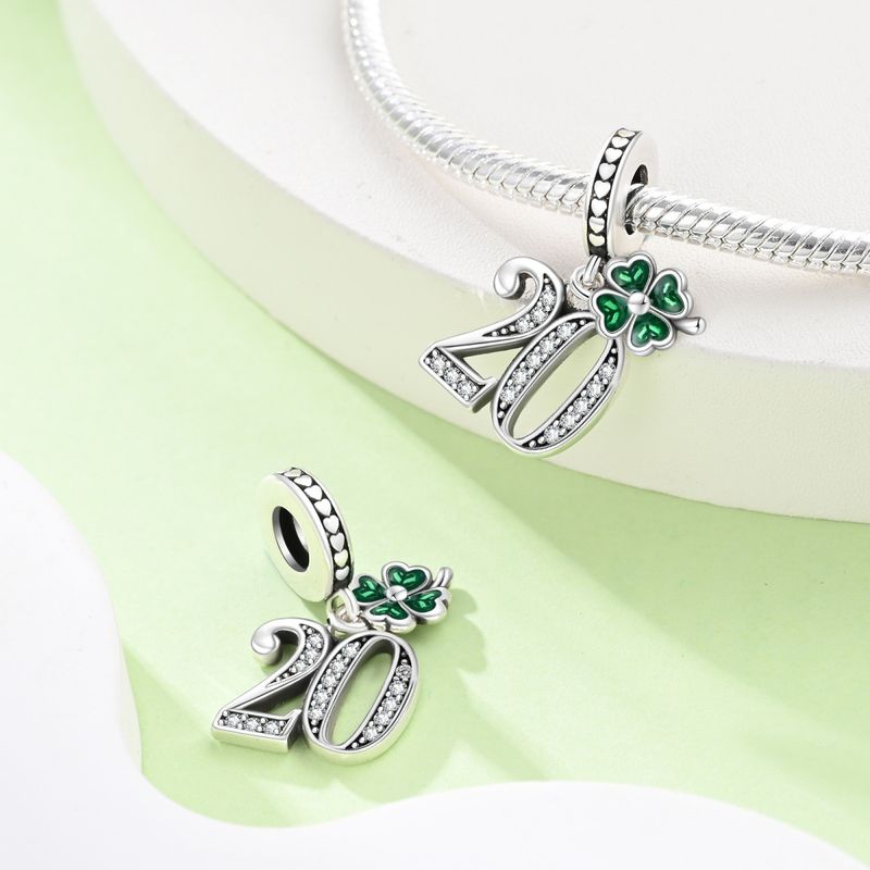 Gioielli da donna con ciondolo numero fortunato 20, perline, accessori fai da te, bracciale in rame placcato argento 925_voghion.com