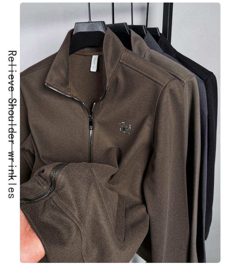 Premium Langarm-Sweatshirt mit Reißverschluss für Herren – Herbstlicher Polyesterpullover mit minimalistischem Buchstabendruck, verdickte Freizeitjacke_voghion.com