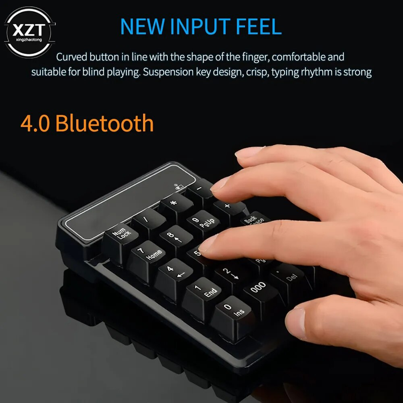 Drahtlose numerische Bluetooth-Tastatur mit 19 Tasten, mechanische Mini-Digitaltastatur für Laptop, Notebook, PC, wiederaufladbar_voghion.com