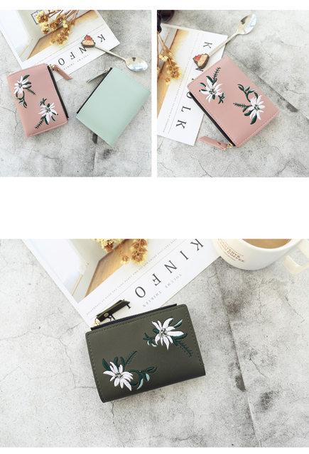 Neue Damen Geldbörsen Druck Blume Kurze Brieftasche Für Frau Reißverschluss Mini Geldbörse Damen Kleine Brieftasche Weibliche Leder Kartenhalter_voghion.com