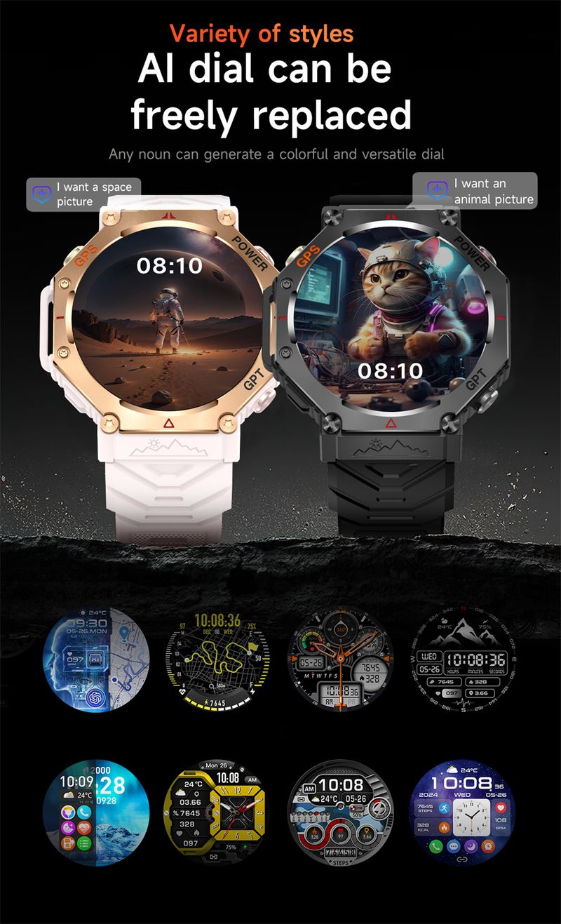 2025 New For Android IOS GPS Smart Watch 10ATM Waterproof Built-in Dual-band GNSS Compass Military Sport Men SWIM Bracelet_voghion.com