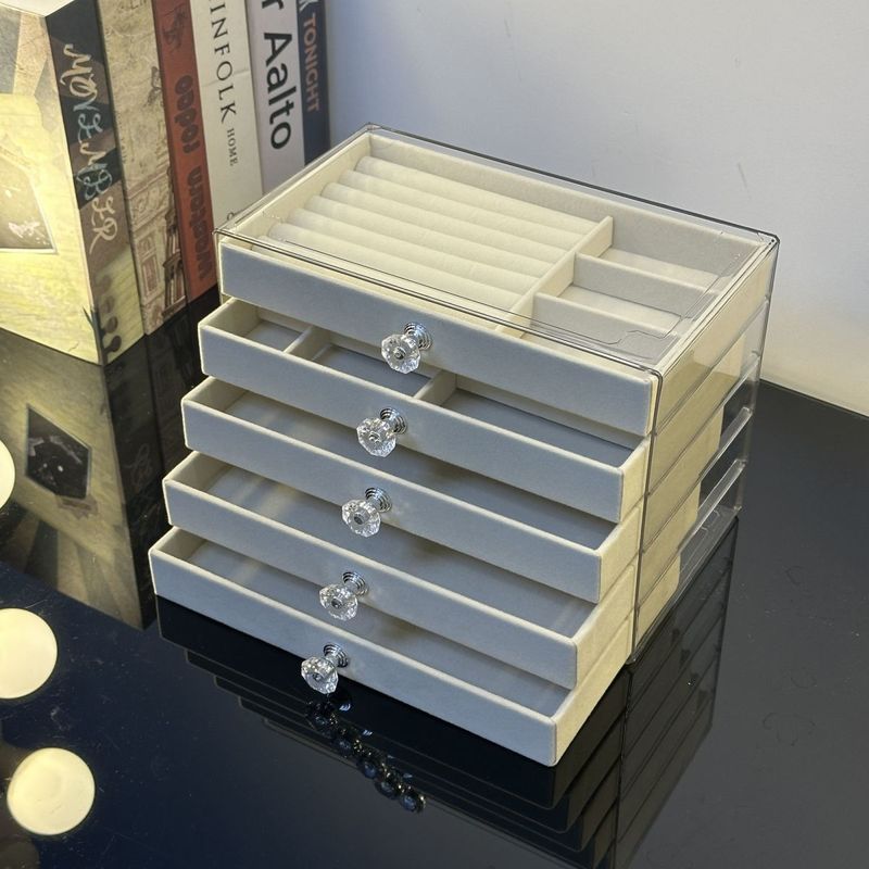 Luxury Jewelry Storage Box Desktop Ring Necklace Earring Organizer Accessories_voghion.com