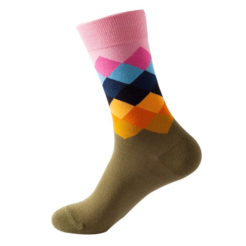 10 Pairs Of Stylish, Casual Socks For Both Men And Women Ins Style Mid-Calf For Women With Diamond Pattern, Fashionable Trendy Unisex Men's Socks_voghion.com