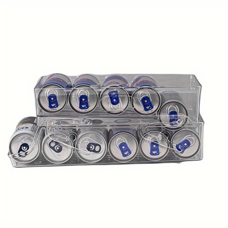 1 contenitore doppio per bevande da frigorifero - Materiale PET, design ispessito e pieghevole per organizzare lattine di cola e bevande analcoliche, cucina salvaspazio_voghion.com