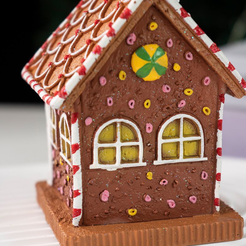 Gingerbread Man Christmas Ornament, Home Party Atmosphere Small House Resin Decoration For Festive Display_voghion.com