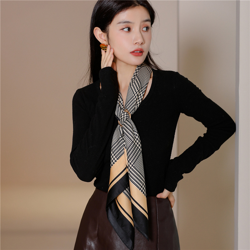 Temperamento Sciarpa Donna 90 cm Twill Seta Fascia per capelli Sciarpa quadrata semplice Protezione solare Decorazione Scialle Mille uccelli_voghion.com