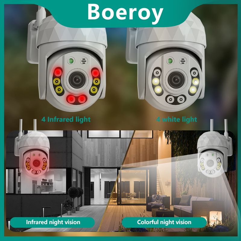 V380 Pro 2MP HD Utendørskamera Mer LED-lys Sikkerhet WiFi Vanntett Støvtett Smarthjem Nattsyn Telefonapp_voghion.com