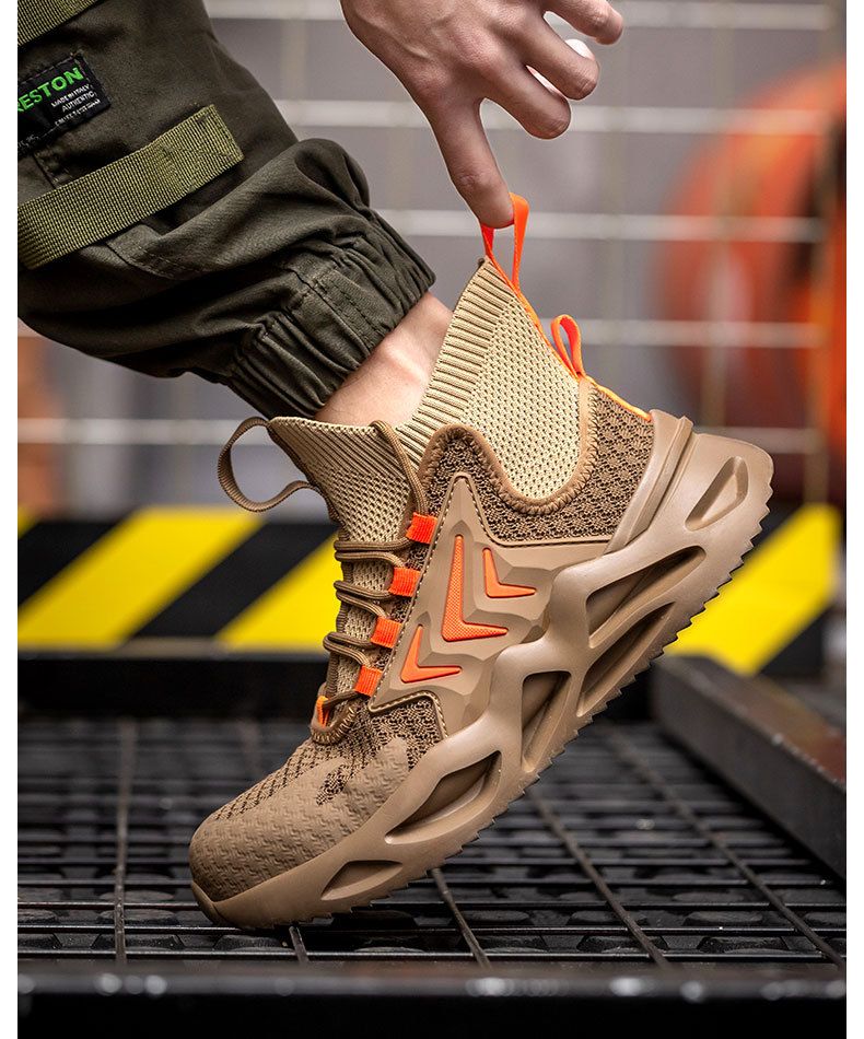 Chaussures de travail légères, résistantes aux chocs et aux perforations, avec embouts en acier et tissu respirant._voghion.com