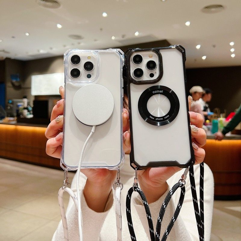 Wireless Magnetic Strap Case Samsung Galaxy S24 Ultra S23 Plus S22 S21 S20 FE A15 For Magsafe Charge Crossbody Lanyard_voghion.com