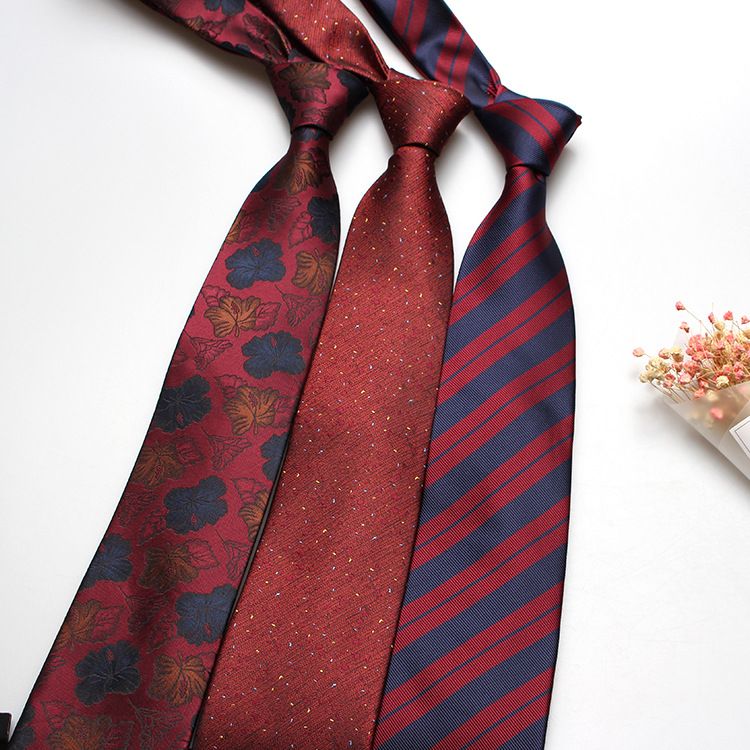 Shengzhou Direct Men's Trendy 8cm Business Formal Casual Work Striped Red Hand-Tied Tie_voghion.com