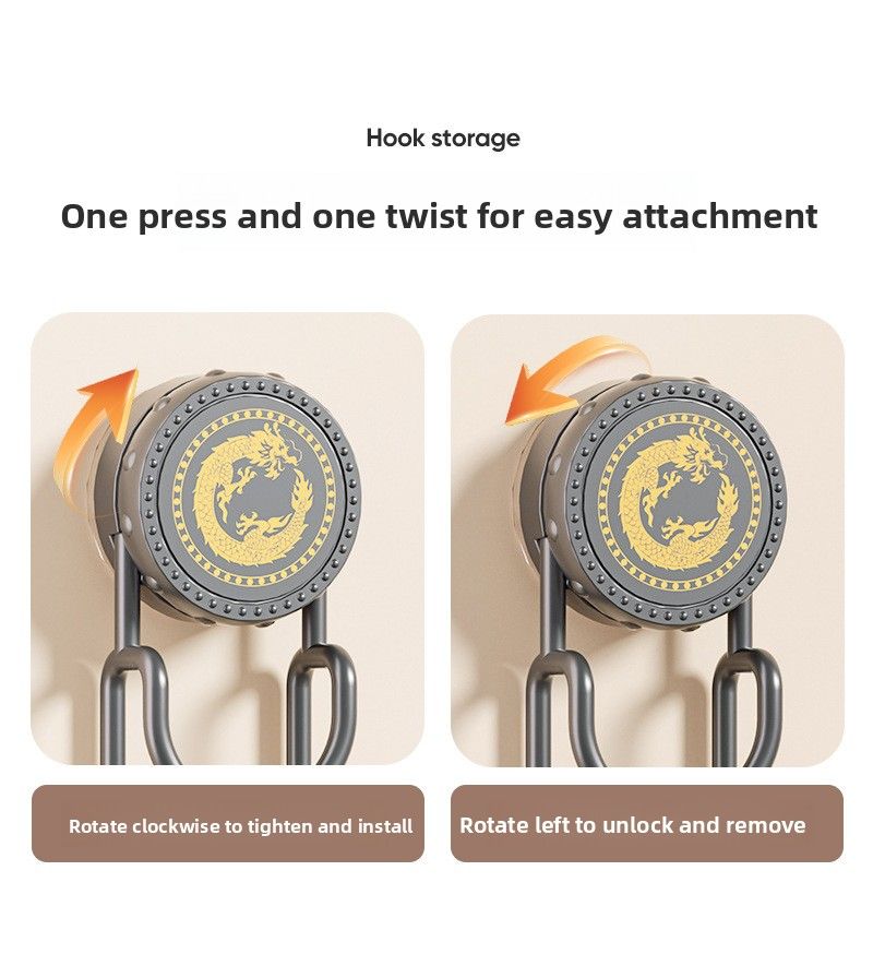 Light Luxury Rotating Suction Cup Rack Bathroom No-Drill Hook Household Hanger Wall-Mounted Basin Magic Tool_voghion.com