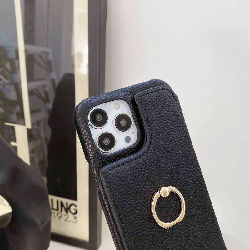 Custodia per cellulare Adatto per custodia per cellulare iPhone14Pro Custodia per cellulare diagonale con specchio di bellezza con inserto per carta litchi iPhone13_voghion.com