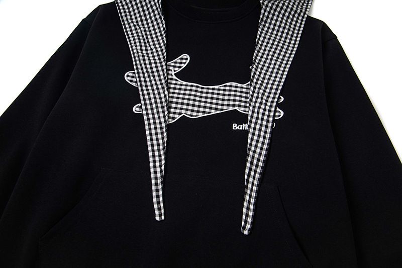 2025 Autumn New American College Puppy Embroidery Bow Hoodie Unisex Lazy Style Top_voghion.com