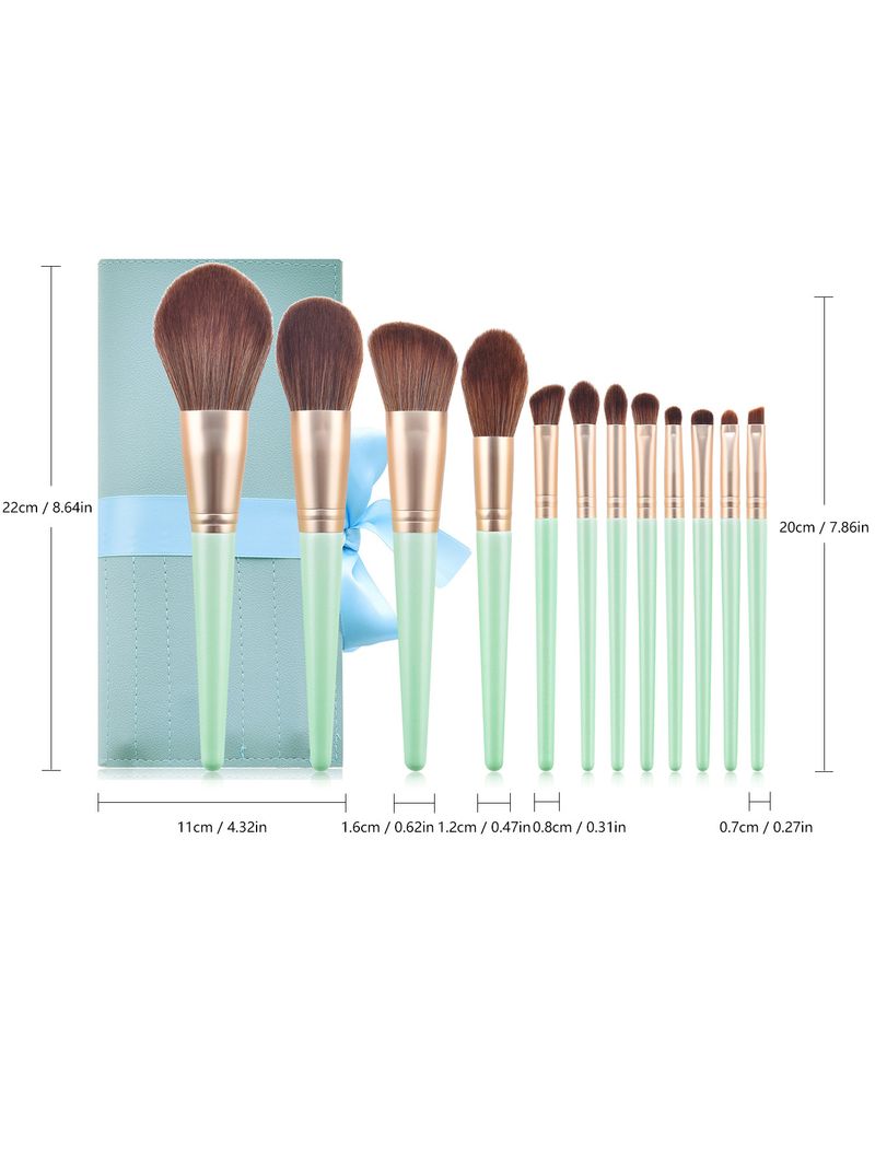 12 tk Roheline kvaliteetse meigipintsli komplekt + meigipintsli kott suur otsemüük tehases FINDCOLOR_voghion.com