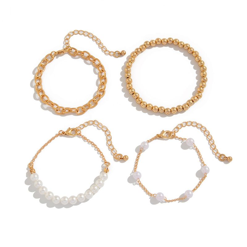 Sweet And Cool Pearl Bead Stacked Set With Ins Style Multi Layer Chain Bracelet Jewelry_voghion.com