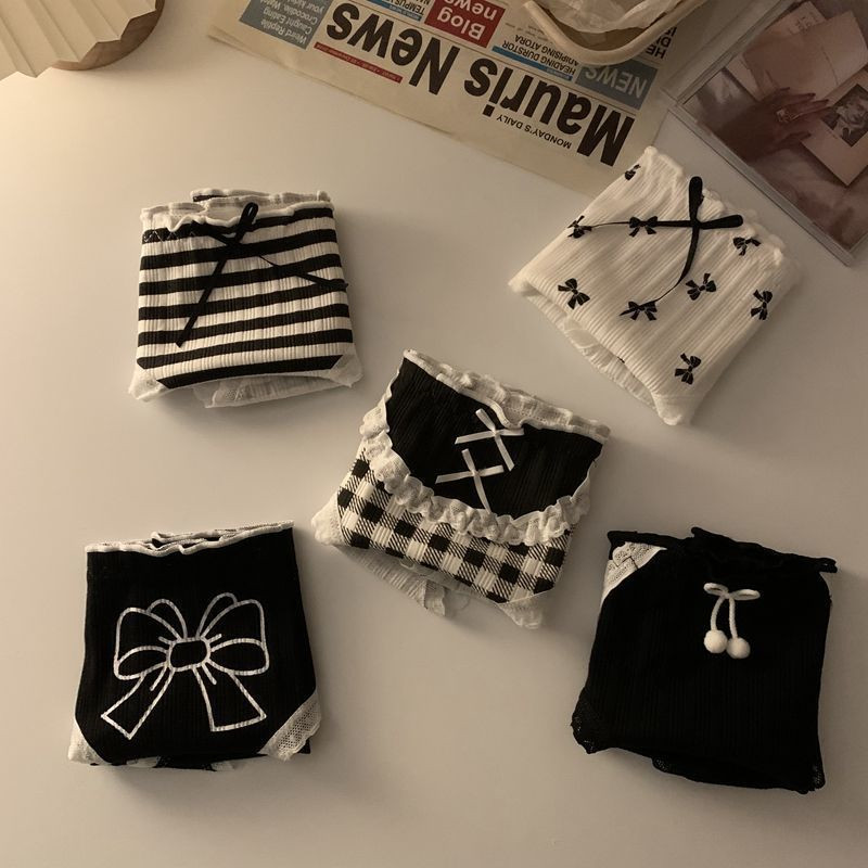 Biancheria intima di cotone con fiocco per ragazze Lolita Biancheria intima sexy da donna giapponese antibatterica a vita media_voghion.com