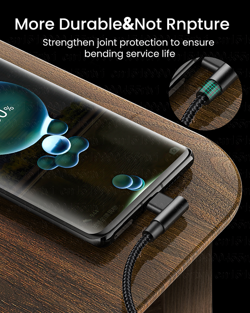 PD 60W Dual-Winkel-Schnelllade-USB-C-Kabel, geeignet für Book Pro C-Typ auf USB C QC4.0 Datumszeile, geeignet f_voghion.com