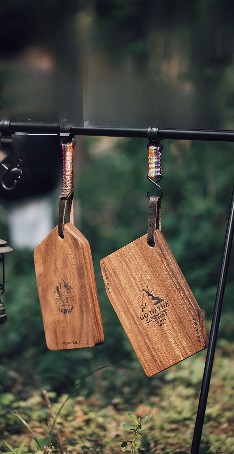 Solid Wood Outdoor Portable Camping Lunch Box Wooden Lightweight Double-Sided Bread Small Chopping Cutting Board_voghion.com