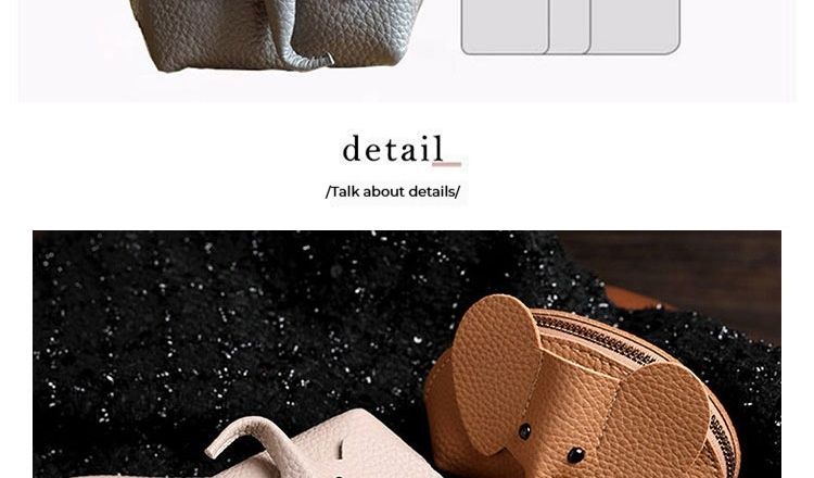 Wallet, Key Bag Creative Card Holder Leather Elephant Coin Purse Zipper Hand-held Lipstick Storage Bag_voghion.com