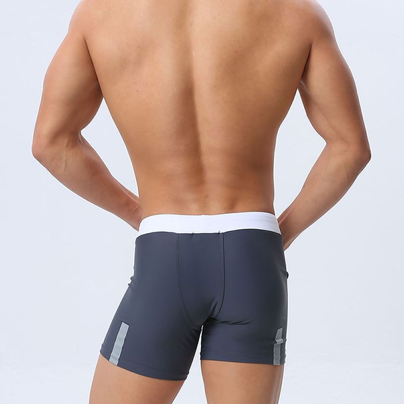 UXH Üç Çeyrek Yüzme Boksör Yarış Uzun Mayo Erkek Yansıtıcı Şerit Renk Blok Moda Dar Şort_voghion.com