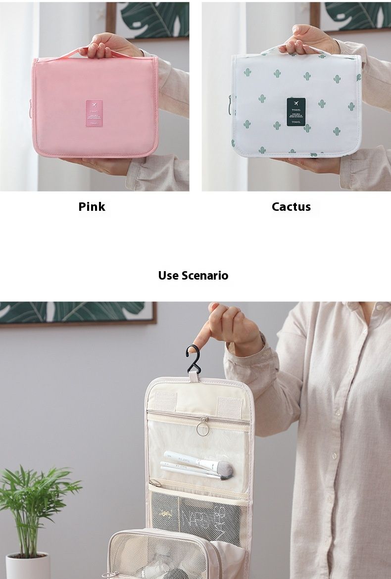 Make-up-Tasche mit diagonalen Streifen, tragbares und minimalistisches Design, große Kapazität, Make-up-Taschen für Männer und Frauen, Hakentasche, Aufbewahrungstasche_voghion.com