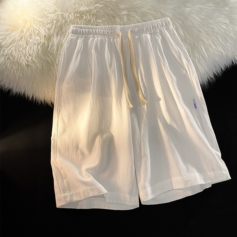 Men's Cotton Summer Thin Casual Sports Loose Ice Silk Quick-Dry Five-Point Beach Linen Shorts_voghion.com