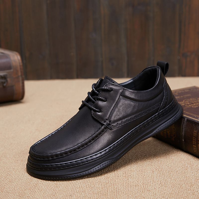 New leather thick sole line comfortable men's shoe cover foot flat warm leather shoes_voghion.com