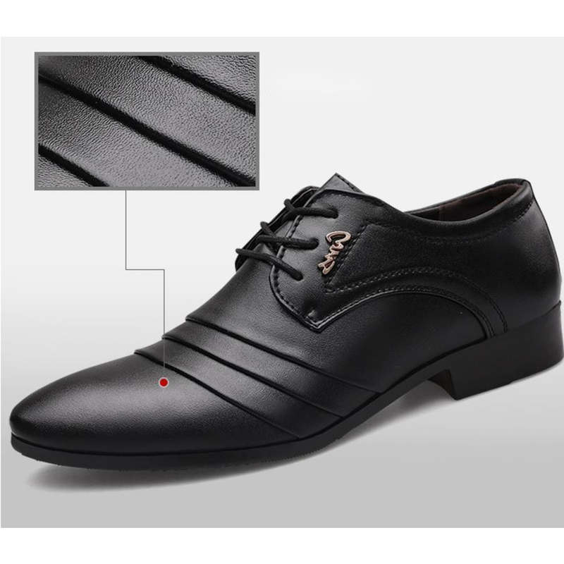 Vestido masculino oxfords sapatos formais de festa de casamento sapatos clássicos dedo apontado sapatos de couro confortáveis_voghion.com