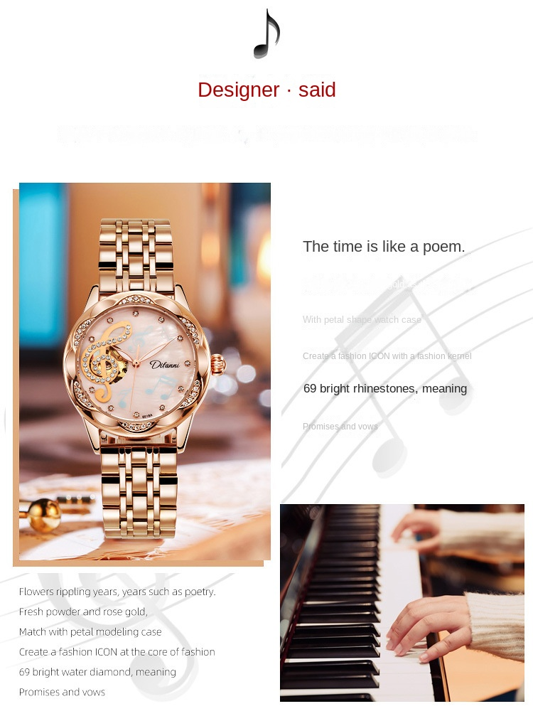 Brand genuine ladies automatic mechanical watch ladies ten new trend waterproof simple temperament watch_voghion.com