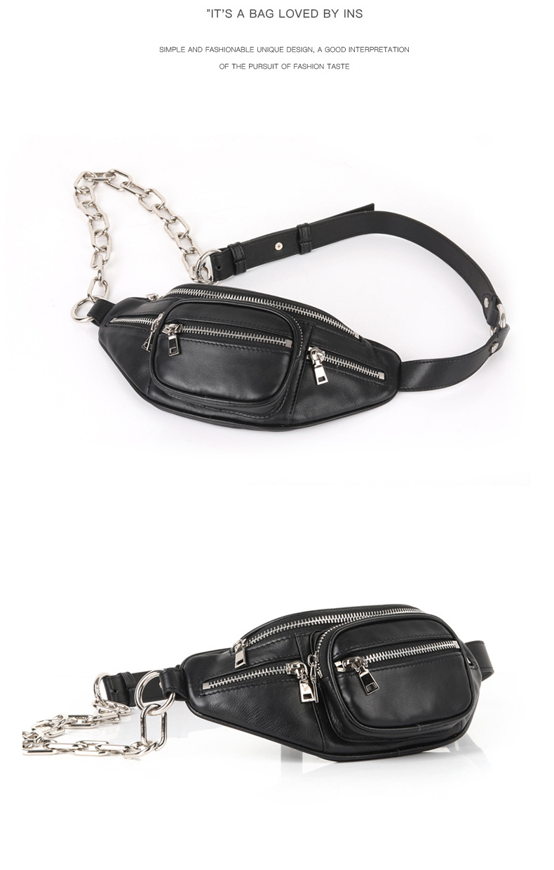 Alexandrian Mini-Internet-Hüfttasche im Designer-Stil, Unisex, berühmte Schaffell-Hüfttasche, Umhängetasche aus echtem Leder, Einzelschulter-Kettentasche_voghion.com