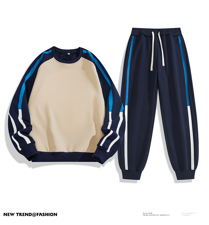 Conjunto de sudadera con capucha para hombre, estilo estudiante, para primavera y otoño, informal, holgado, con un elegante conjunto de dos piezas de pantalones tobilleros._voghion.com