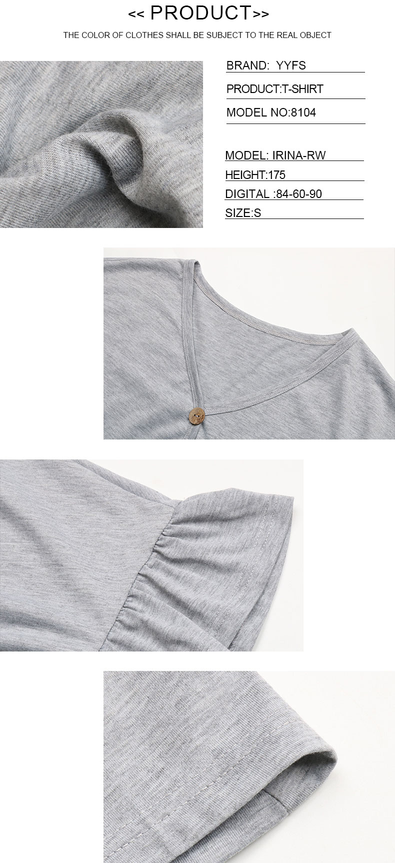 Solid Color Pullover Loose V-neck Ruffled Short-sleeved T-shirt_voghion.com