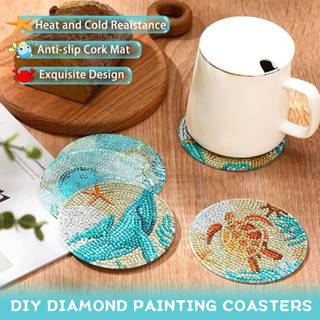 6pc/sets Diamond Painting Coasters with Holder Beautiful Patterns Diamond Art Coasters DIY Crafts for Adults Diamond Diy Gift_voghion.com