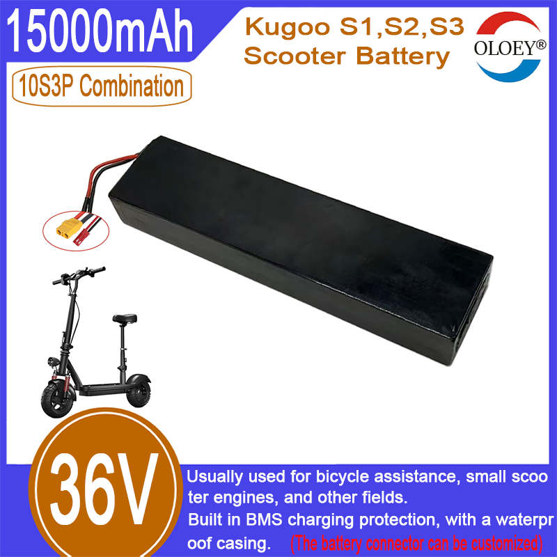 Remplacement de batterie de scooter 36V, combinaison 10S3P, 15000mAh, protection de charge BMS intégrée, fonction antidéflagrante et étanche_voghion.com