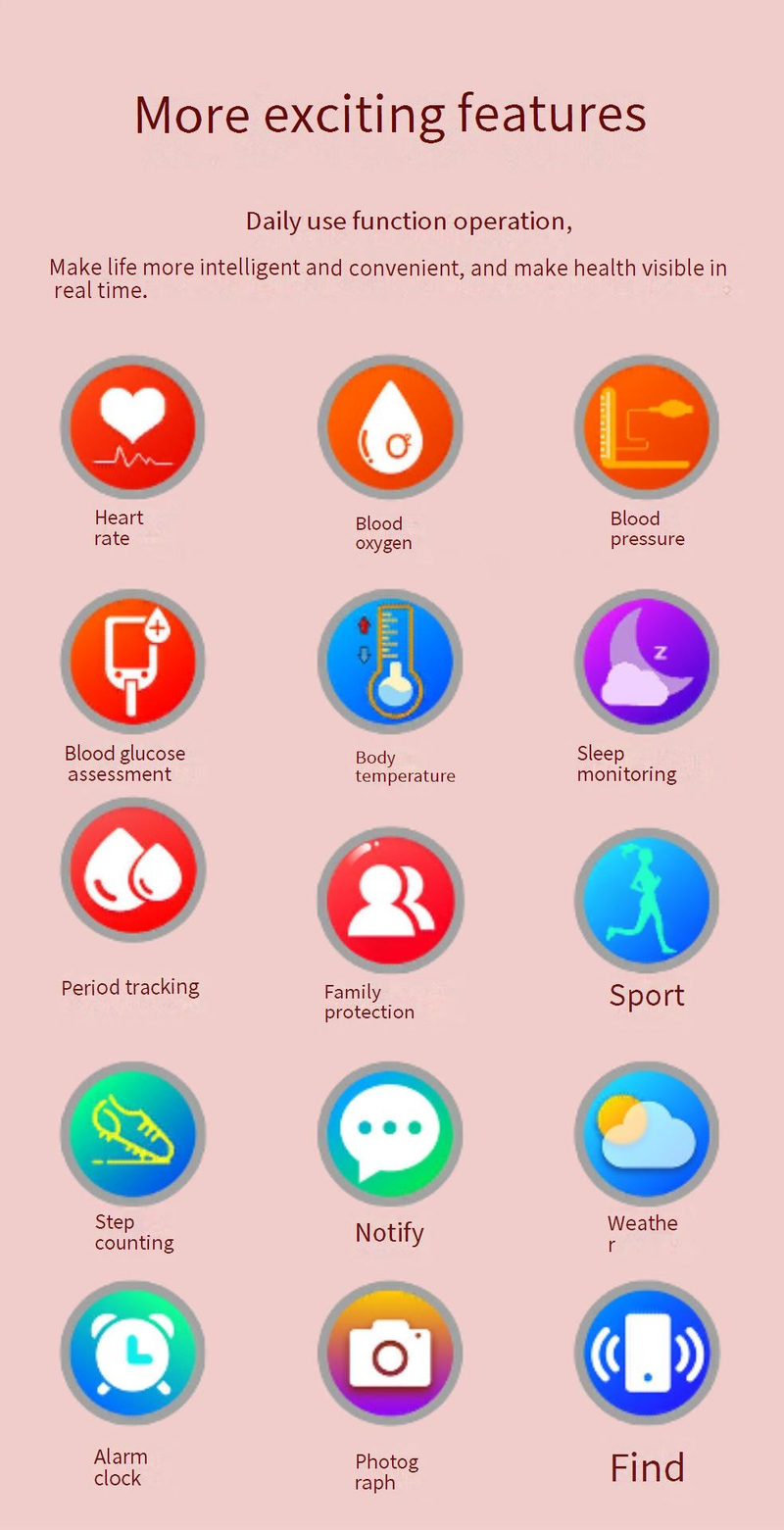 Relojes inteligentes no invasivos, reloj inteligente con control remoto de glucosa en sangre y frecuencia cardíaca, monitorización de la presión arterial y oxígeno en sangre, pulsera deportiva_voghion.com