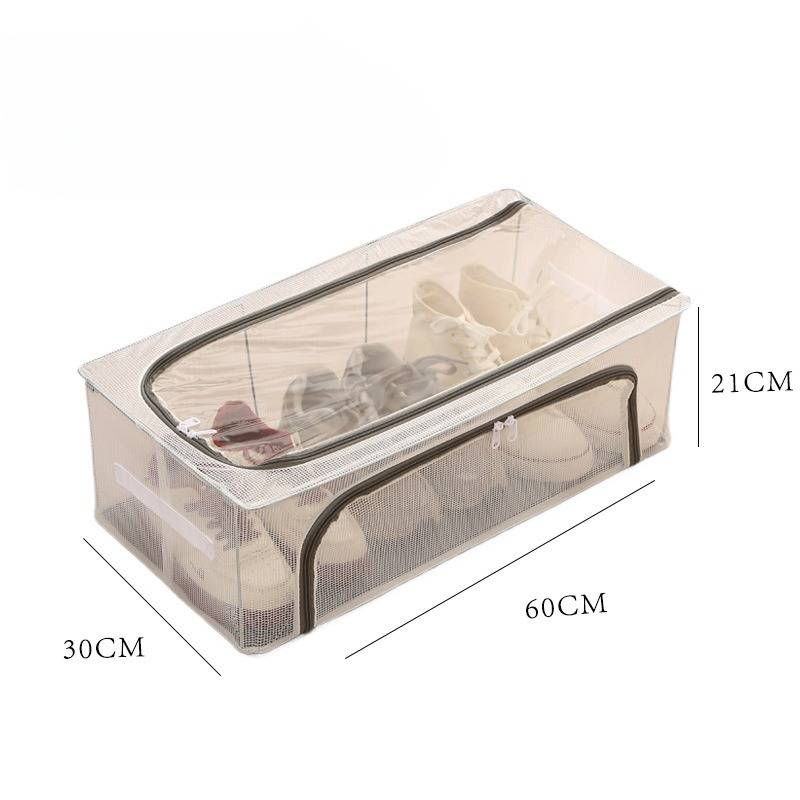Familien-Organizer, transparente, faltbare Schuhaufbewahrungsbox, unter dem Bett, stapelbarer Organizer mit Stahlrahmen, keine Montage erforderlich, robuster Kunststoffbehälter_voghion.com