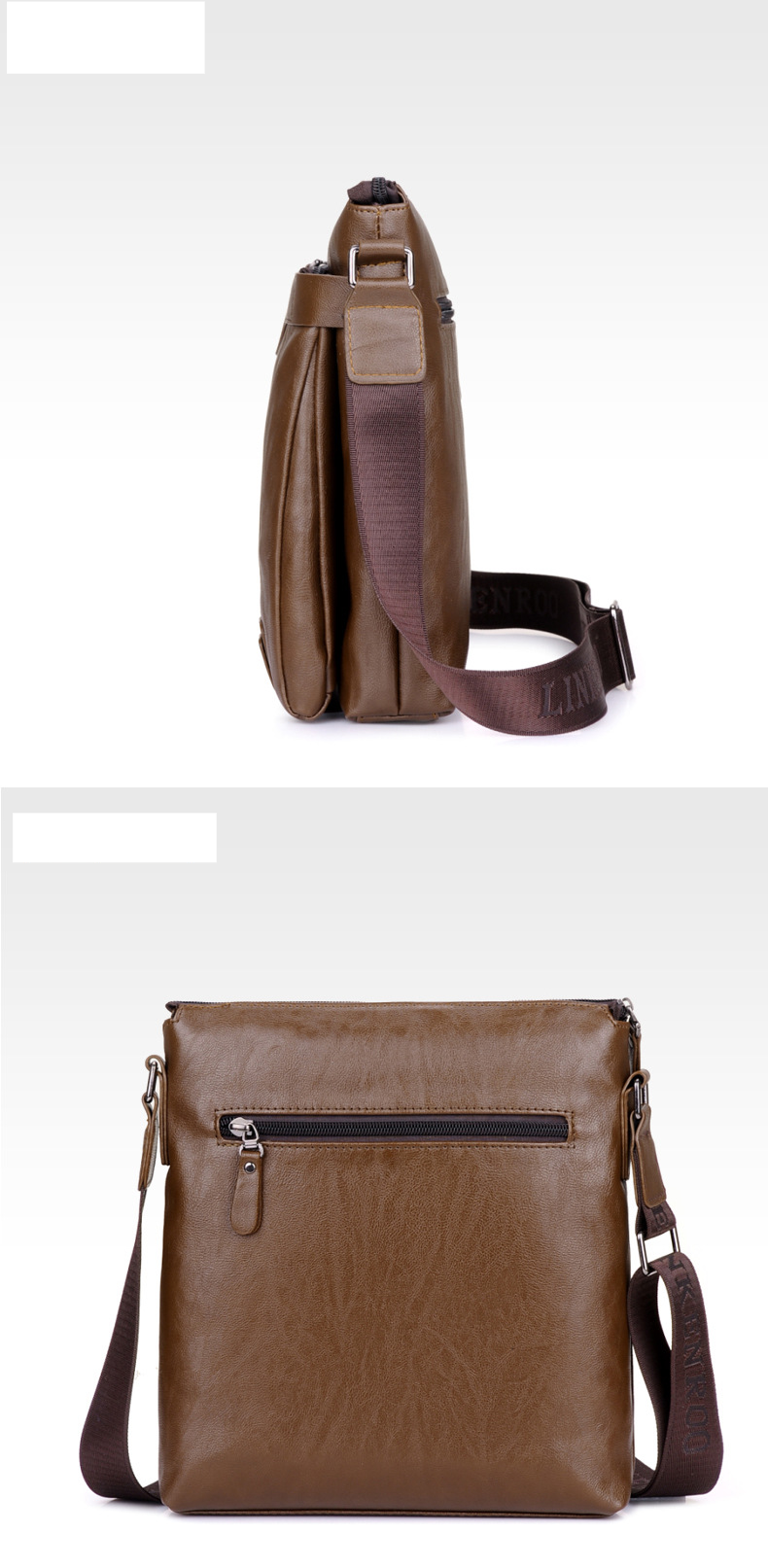 Taschenset für Herren: Einschultrige Herren-Ledertasche, umgehängte Business-Aktentasche, lässiger vertikaler Gezeitenrucksack._voghion.com