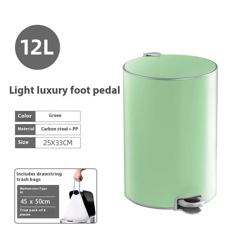 Pattumiera rotonda in acciaio inossidabile con pedale per uso domestico, per cucina, soggiorno, bagno, con coperchio_voghion.com