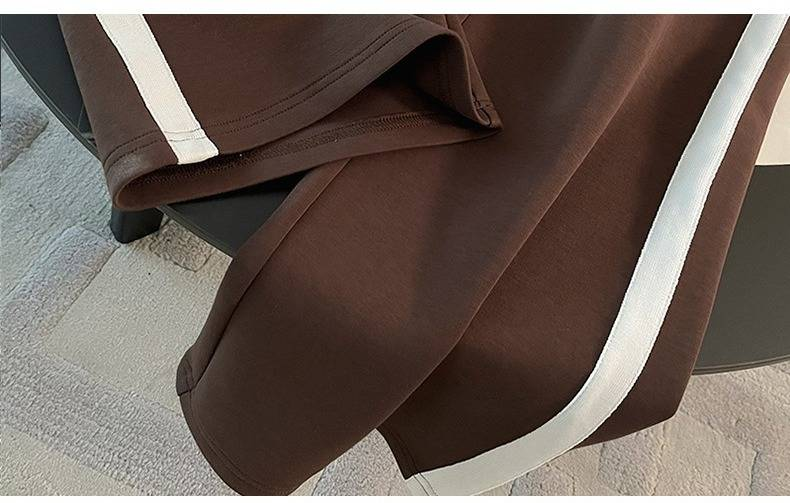 Ensemble deux pièces décontracté pour femme : haut à manches longues et pantalon de sport, mélange de coton confortable, imprimé 3D tendance, grande taille disponible (marron)_voghion.com