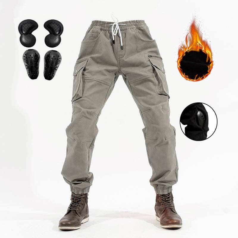 Winter Thermal Motorcycle Riding Pants For Men & Women – Windproof Fleece-Lined Trousers With Anti-Slip Knee Protection & Slim Fit_voghion.com