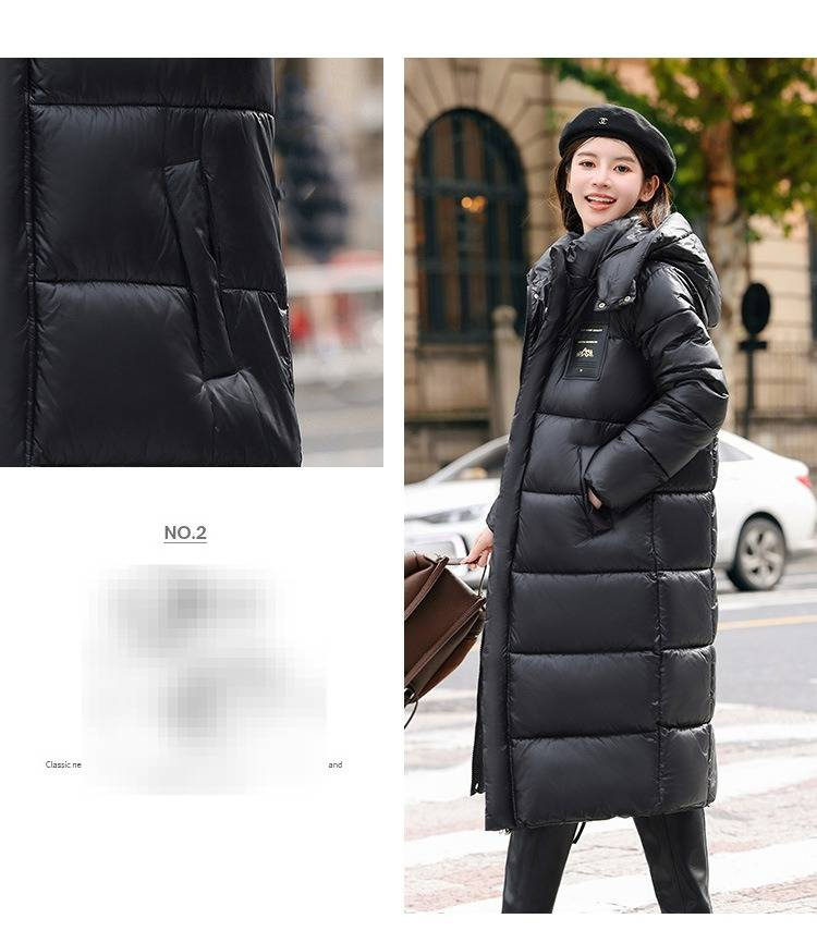 Damen-Übergroßer Puffermantel mit Kapuze – Lange, locker sitzende Winterjacke aus dicker Baumwolle (Schwarz/Braun, M-XL)_voghion.com