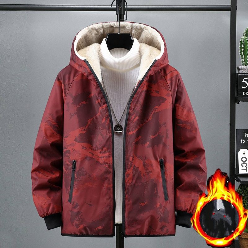 Giacca con cappuccio foderata in pile di ispirazione militare - Parka mimetico oversize con spessa imbottitura in cotone per uomo e ragazzo_voghion.com