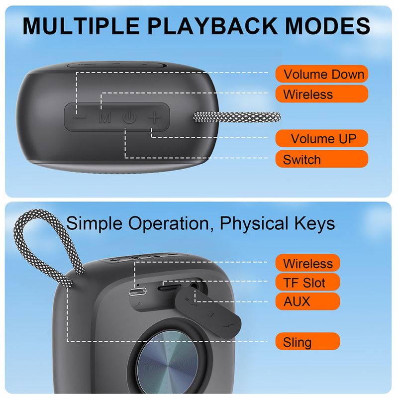 Enceinte Bluetooth avec certifications complètes dans 16 pays, manuel d'instructions, enceinte sans fil portable Macaron, basses haute fidélité et paroles._voghion.com