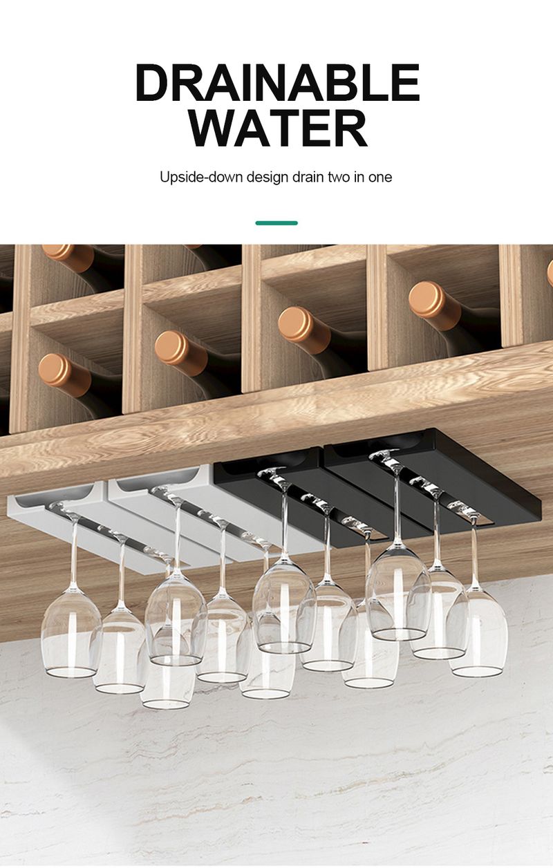 EU Design Wine Glass Rack - Holds 12 Stemware No Drilling | Space-Saving Under Cabinet Holder | ABS Rust-Proof (2 Pack)_voghion.com