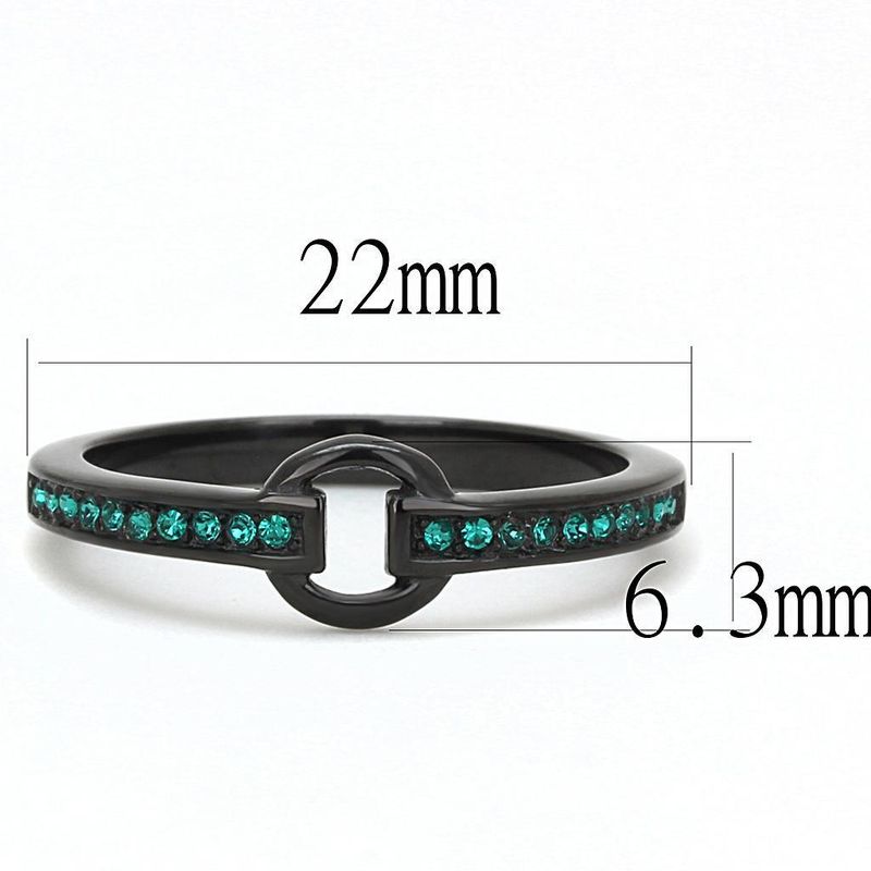 TK3055 - IP Black(Ion Plating) Stainless Steel Ring with Top Grade Crystal in Emerald_voghion.com