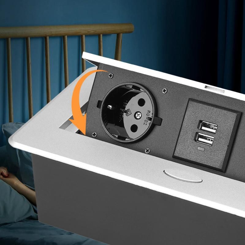 Desktop Socket Table Outlet 2 3 EU Socket With USB Charging Slow Pop Up Aluminum Alloy Cover For Meeting Room_voghion.com