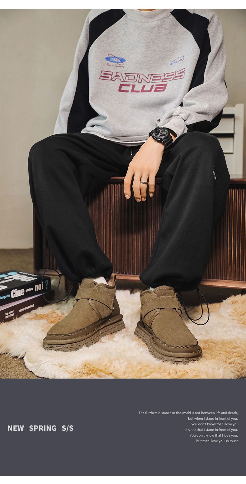 Herrenschuhe Schneestiefel Herren Winter Neue warme Baumwollschuhe Dicke Sohle Erhöhung Brotschuhe Rutschfeste Slip-On-Schuhe Kurzer Plüsch_voghion.com