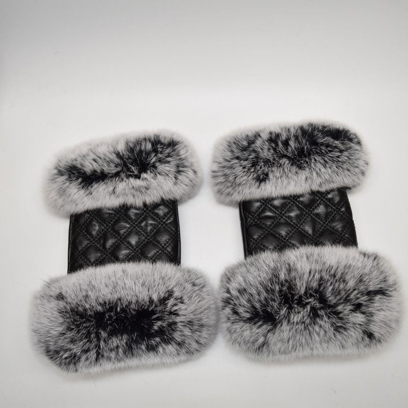 Herbst Winter Mode Schaffell Damen Rex Kaninchenfell Halbschnitt Typing Furry Apparel Vollfingerhandschuhe Neues Modell_voghion.com