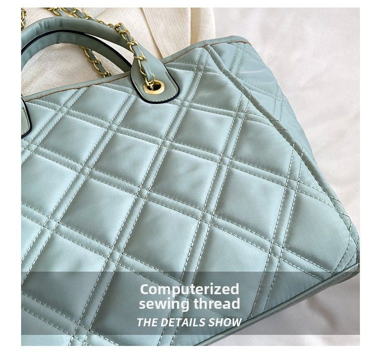 Borsa a tracolla grande capacità, borsa a tracolla alla moda con catena a rombo, borsa da pendolare_voghion.com